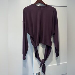 Athleta Dark Purple Long Sleeve Tie-Front Top